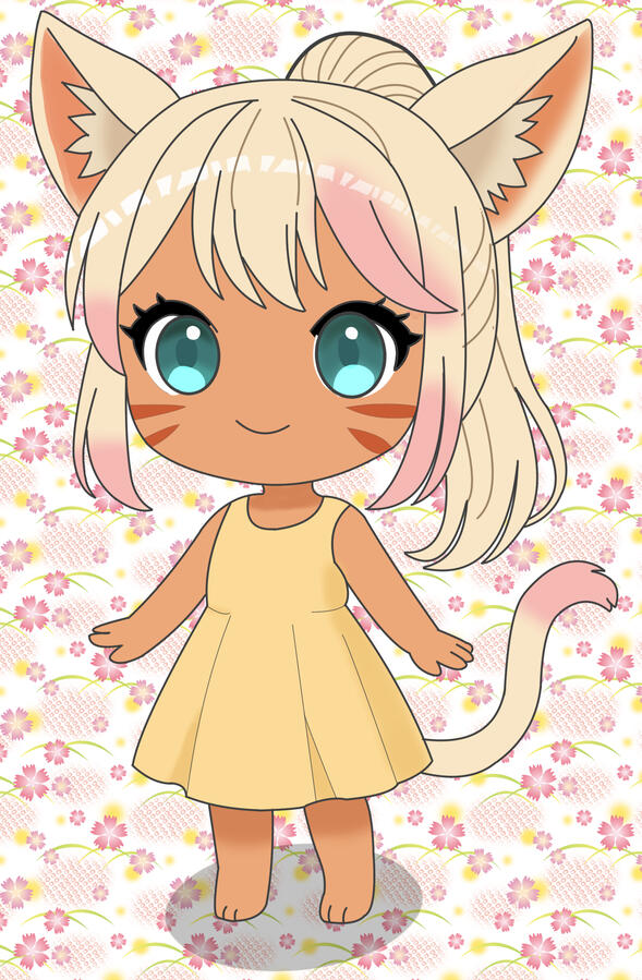 Chibi catgirl in a more detailed style